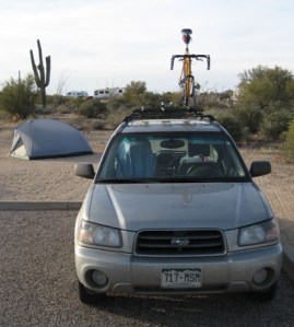 The Mad Dog Forester, with Steelman attached, in McDowell Mountain Regional Park outside Fountain Hills, Ariz.