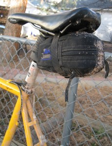 The fabled Brown Stripe of Cyclo-cross, up the bag and onto the booty.