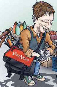 pelkey_brintoni An old VeloNews 'toon by David Brintoni depicting Charles Pelkey at the VeloSwap flea market.
