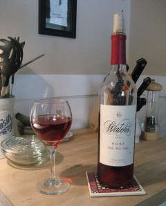 In honor of the pissing match between Columbia-HTC and Garmin-Slipstream, we have abandoned traditional Tour practice here at Chez Chien (which is to drink only French wine) and quaff an American rosé, from Walla Walla, Washington.