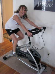 Herself makes those pedals spin. I'm practically getting trails ... or it could be an acid flashback.