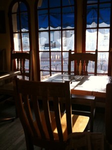 Don't let the sun fool you — it's 25 degrees outside of the Guadalupe Cafe.