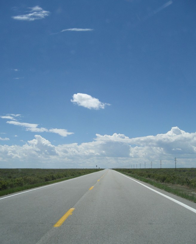 Highway 17 en route to Alamosa. You can see company coming a long ways off.