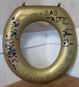 My SOPWAMTOS Golden Toiddy from Interbike Anaheim, circa 1996 or thereabouts. It is my sole award in a long and checkered career as a "cycling journalist."