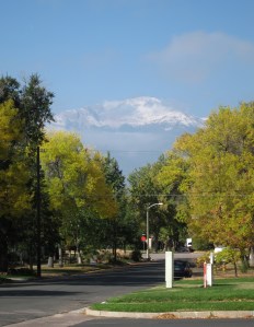 One shot, three seasons: Summer in the lawn, fall in the trees and winter on Pikes Peak.