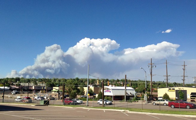 The Black Forest Fire, as seen from the safety of Caramillo Street.