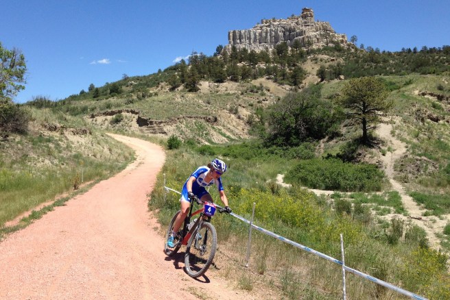 Georgia Gould on a fast section of multipurpose path on the north side of Pulpit Rock.