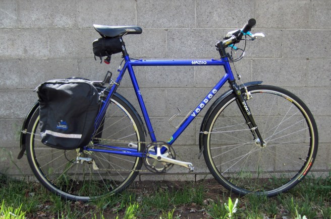 The old Voodoo Wazoo will be my daily driver for the foreseeable future. Toward that end it got a couple upgrades, including slimed tubes, Jandd Grocery Panniers and Egg Beater pedals.