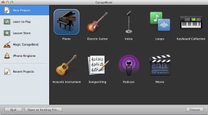 GarageBand '11, v6.0.5, had a dedicated "Podcast" option. The "improved" version, not so much.