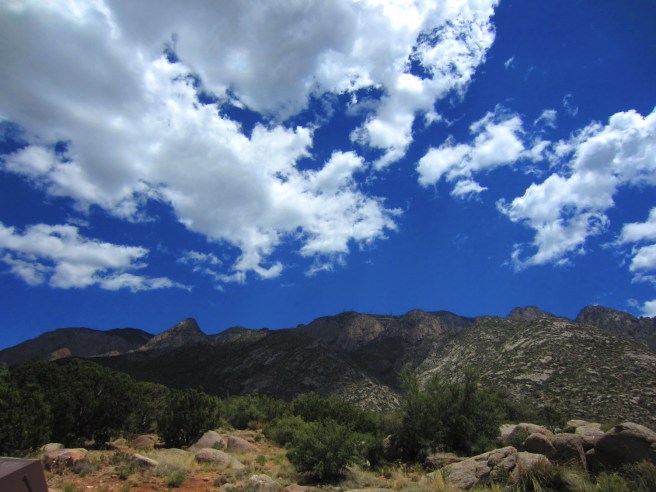 The Sandias from La Cueva Picnic Area.