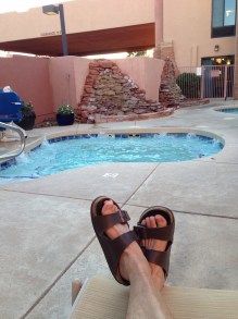 Rub-a-dub in the hot tub! Or right next to it, anyway (yes, I eventually got in).